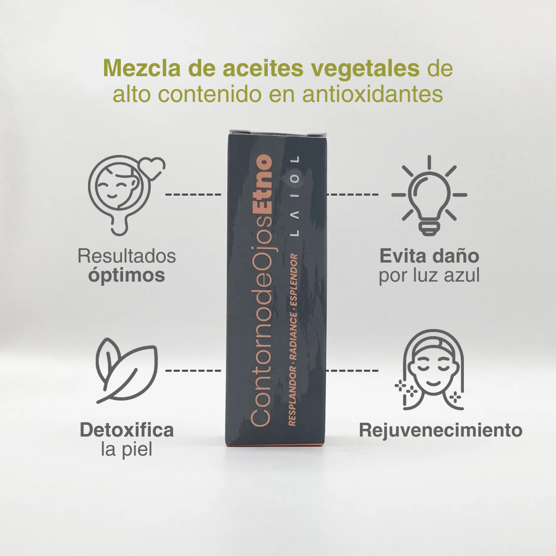 LAIOL BIOCOSMETICS ETNO Contorno de ojos con jazmín, ácido hialurónico, prebióticos, celulas madre