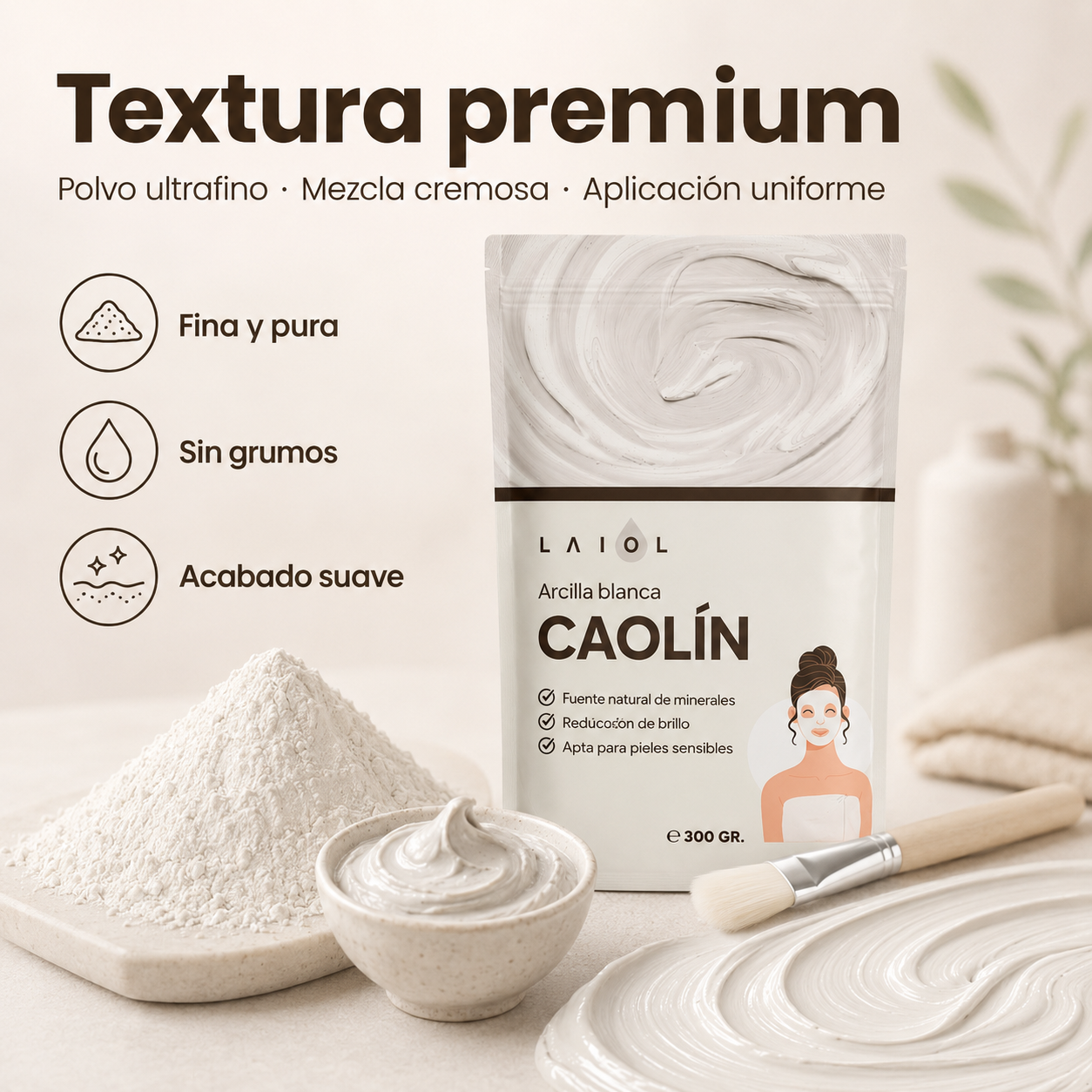 ARCILLA BLANCA EN POLVO 300g. LAIOL