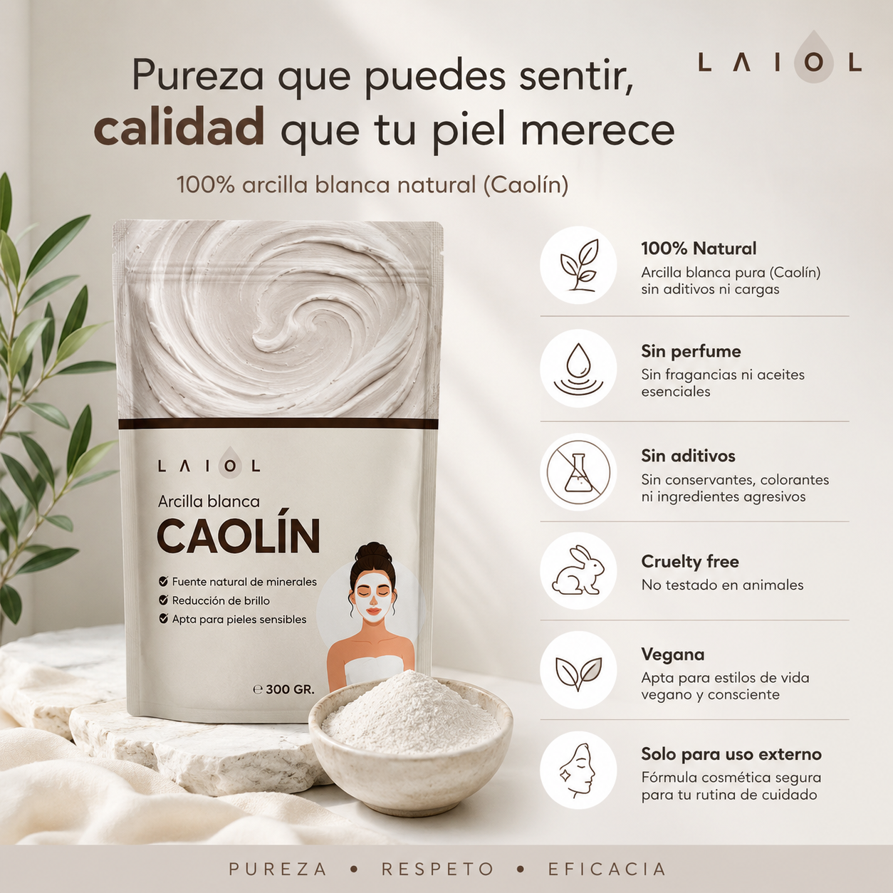 ARCILLA BLANCA EN POLVO 300g. LAIOL
