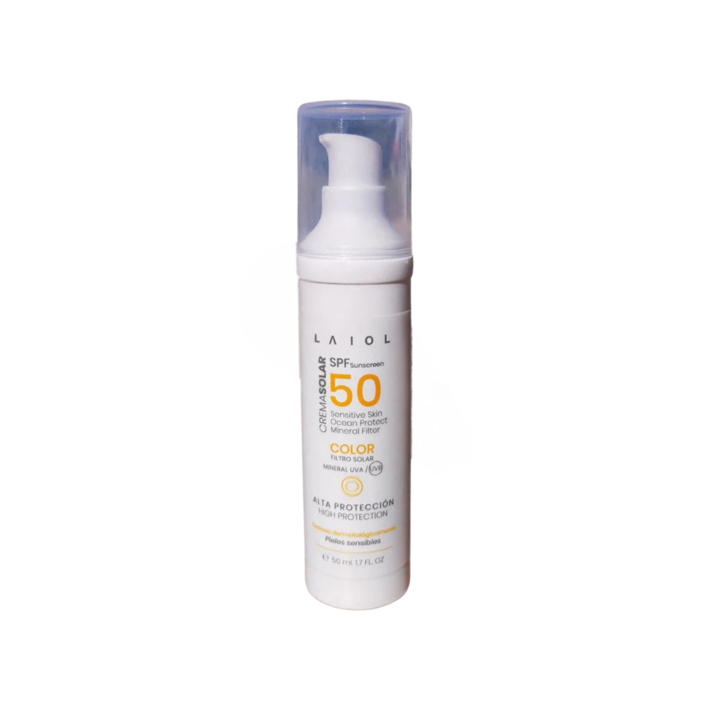 Crema solar facial SPF50 color, alta protección, apta para pieles sensibles -  50ml