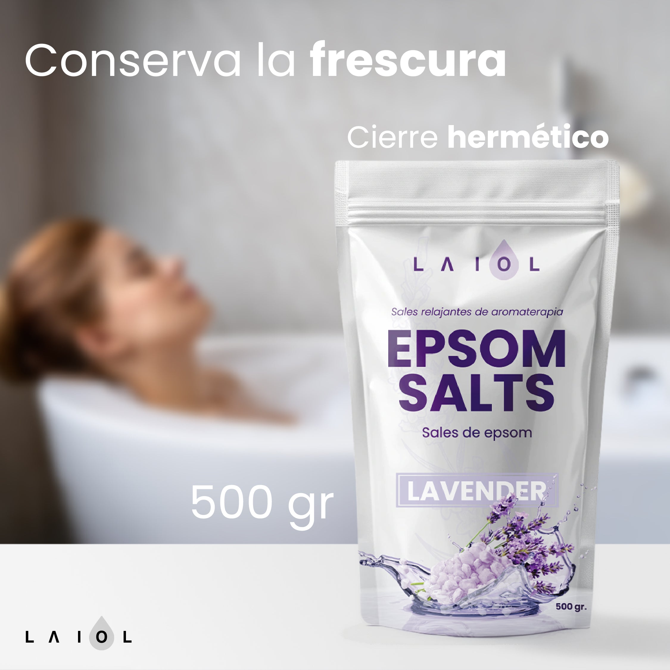 SALES DE EPSOM CON ACEITE ESENCIAL DE LAVANDA, 500 GR